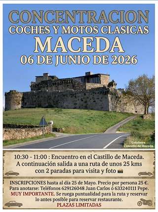 Fechas, información, programa, cartel, imágenes, mapa y ubicación de Concentración Coches y Motos Clásicas (2026)  en  Maceda