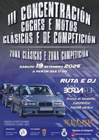 Fechas, información, programa, cartel, imágenes, mapa y ubicación de III Concentración de Coches y Motos Clásicas y de Competición (2026) en Redondela
