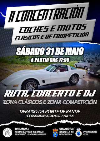 Fechas, información, programa, cartel, imágenes, mapa y ubicación de II Concentración de Coches y Motos Clásicas y de Competición  en  Redondela