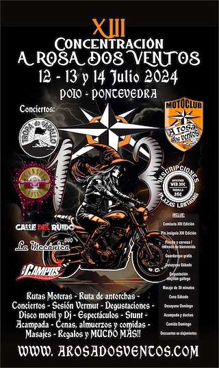 Fechas, información, programa, cartel, imágenes, mapa y ubicación de XIII Concentración de Motos A Rosa dos Ventos  en  Poio