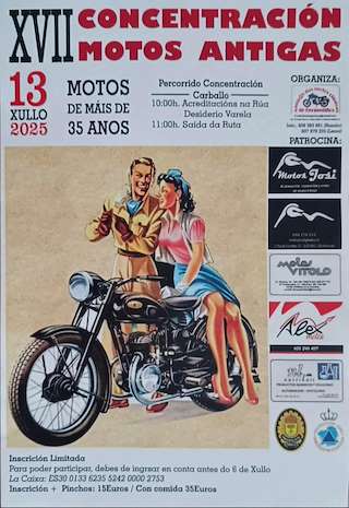 Fechas, información, programa, cartel, imágenes, mapa y ubicación de XVII Concentración de Motos Antigas  en  Carballo