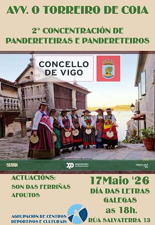 Fechas, información, programa, cartel, imágenes, mapa y ubicación de II Concentración de Pandereteiras e Pandereteiros de Coia - Día das Letras Galegas (2026)  en  Vigo