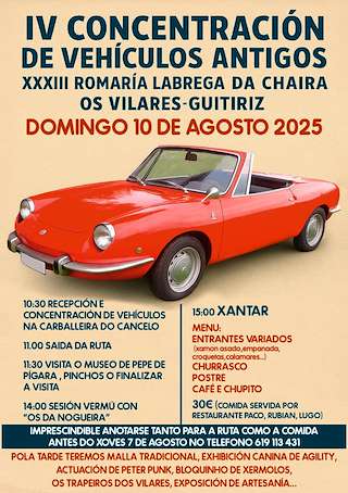 Fechas, información, programa, cartel, imágenes, mapa y ubicación de IV Concentración de Vehículos Antigos  en  Guitiriz