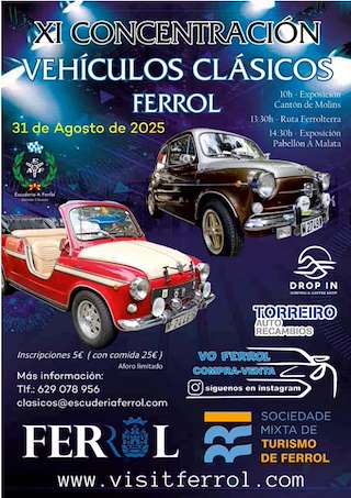 Fechas, información, programa, cartel, imágenes, mapa y ubicación de XI Concentración de Vehículos Clásicos   en  Ferrol