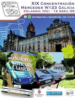 Fechas, información, programa, cartel, imágenes, mapa y ubicación de XIX Concentración Galicia Mercedes W123 (2026)  en  Celanova