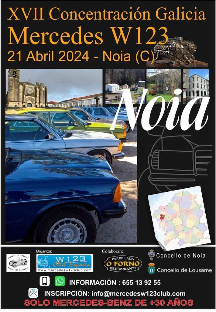 XVII Concentración Galicia Mercedes W123 (2024) en Noia