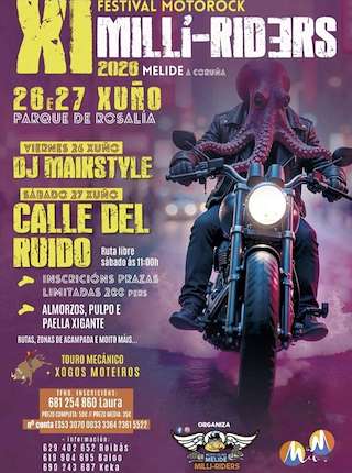 Fechas, información, programa, cartel, imágenes, mapa y ubicación de XI Concentración Motera Milli Riders (2026) en Melide