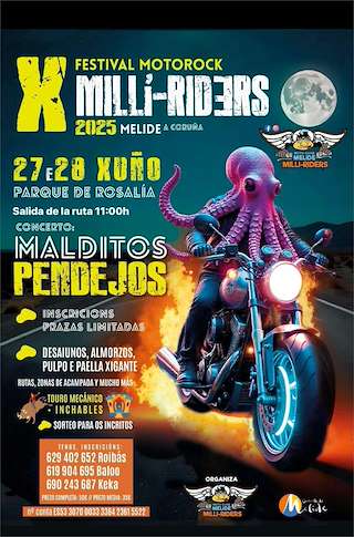 Fechas, información, programa, cartel, imágenes, mapa y ubicación de X Concentración Motera Milli Riders  en  Melide