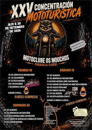 Fechas, información, programa, cartel, imágenes, mapa y ubicación de XXV Concentración Mototurística Os Mouchos (2026) en Paradela
