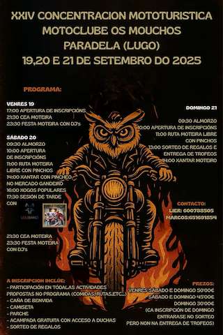 Fechas, información, programa, cartel, imágenes, mapa y ubicación de XXIV Concentración Mototurística Os Mouchos  en  Paradela