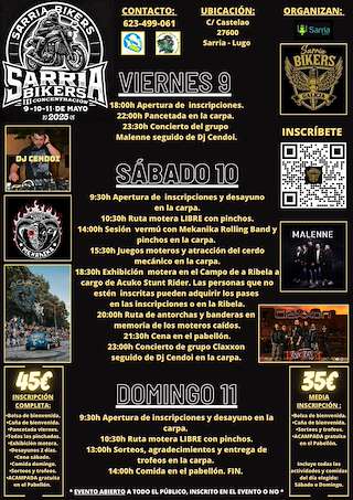 Fechas, información, programa, cartel, imágenes, mapa y ubicación de III Concentración Sarria Bikers
