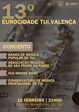 Fechas, información, programa, cartel, imágenes, mapa y ubicación de Concerto 13 anos Eurocidade Tui-Valenza