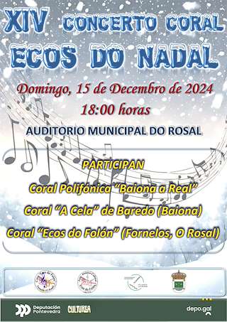 Fechas, información, programa, cartel, imágenes, mapa y ubicación de XIV Concerto Coral Ecos do Nadal  en  O Rosal