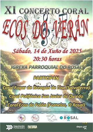Fechas, información, programa, cartel, imágenes, mapa y ubicación de XI Concerto Coral Ecos do Verán  en  O Rosal