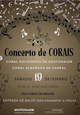 Fechas, información, programa, cartel, imágenes, mapa y ubicación de Concerto de Corais de Arcade (2026) en Soutomaior