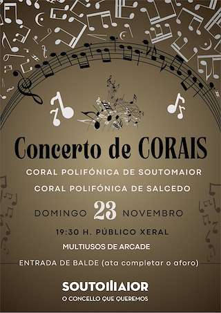 Fechas, información, programa, cartel, imágenes, mapa y ubicación de Concerto de Corais de Arcade (2025)  en  Soutomaior
