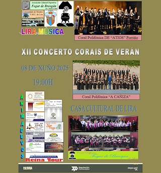 Fechas, información, programa, cartel, imágenes, mapa y ubicación de XII Concerto de Corais de Verán de Lira  en  Salvaterra do Miño