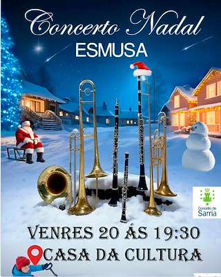 Fechas, información, programa, cartel, imágenes, mapa y ubicación de Concerto de Nadal da Escola de Música  en  Sarria