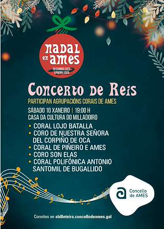 Fechas, información, programa, cartel, imágenes, mapa y ubicación de Concierto de Reyes (2026) en Ames