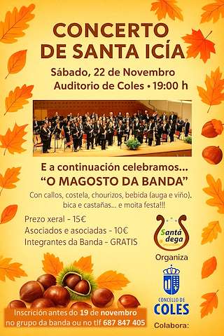 Fechas, información, programa, cartel, imágenes, mapa y ubicación de Concerto de Santa Icía (2025) en Coles