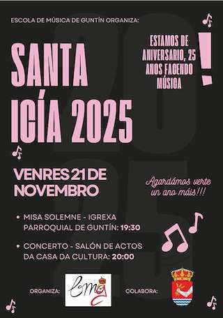 Fechas, información, programa, cartel, imágenes, mapa y ubicación de Concerto de Santa Icía (2025) en Guntín