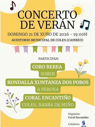 Fechas, información, programa, cartel, imágenes, mapa y ubicación de Concerto de Verán (2026)  en  Coles