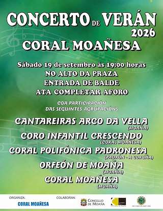 Fechas, información, programa, cartel, imágenes, mapa y ubicación de Concerto de Verán (2026) en Moaña