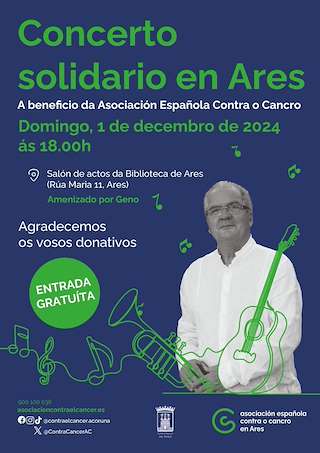 Fechas, información, programa, cartel, imágenes, mapa y ubicación de Concerto Solidario  en  Ares