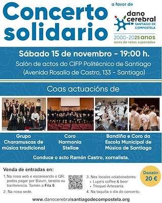 Fechas, información, programa, cartel, imágenes, mapa y ubicación de Concerto Solidario Polo Dano Cerebral (2025)  en  Santiago de Compostela
