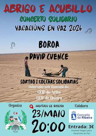 Fechas, información, programa, cartel, imágenes, mapa y ubicación de Concerto Solidario Vacacións en Paz (2026)  en  Ribeira
