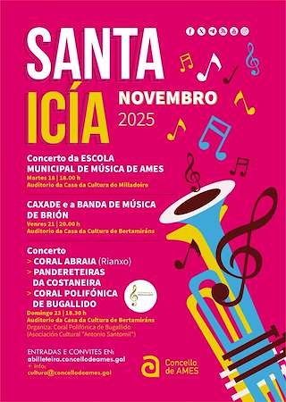 Fechas, información, programa, cartel, imágenes, mapa y ubicación de Concertos de Santa Icía (2025) en Ames