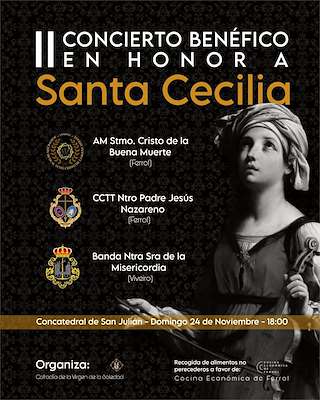 Fechas, información, programa, cartel, imágenes, mapa y ubicación de Concierto Benéfico en Honor a Santa Cecilia   en  Ferrol
