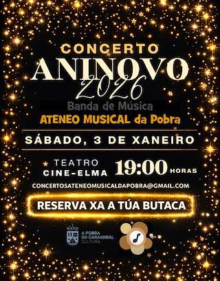 Fechas, información, programa, cartel, imágenes, mapa y ubicación de Concierto de Año Nuevo (2026)  en  A Pobra do Caramiñal