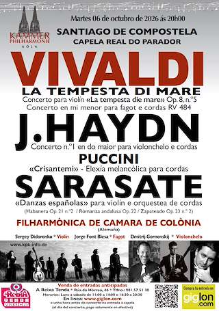Fechas, información, programa, cartel, imágenes, mapa y ubicación de Concierto de la Orquesta Philarmonica de Camara de Colonia  (2026)  en  Santiago de Compostela