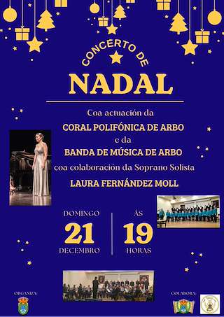 Fechas, información, programa, cartel, imágenes, mapa y ubicación de Concierto de Navidad (2025)  en  Arbo
