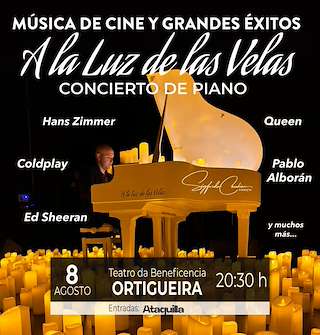 Fechas, información, programa, cartel, imágenes, mapa y ubicación de Concierto de Piano “A la Luz de las Velas” - Música de Cine y Grandes Éxitos  en  Ortigueira