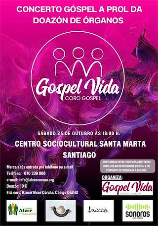 Fechas, información, programa, cartel, imágenes, mapa y ubicación de Concierto Gospel (2025)  en  Santiago de Compostela