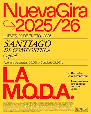 Fechas, información, programa, cartel, imágenes, mapa y ubicación de Concierto La M.O.D.A (2026)  en  Santiago de Compostela