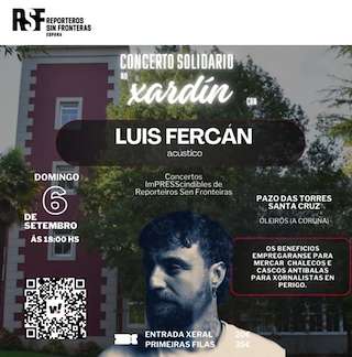 Fechas, información, programa, cartel, imágenes, mapa y ubicación de Concierto Solidario no Xardín con Luis Fercán (2026)  en  Oleiros