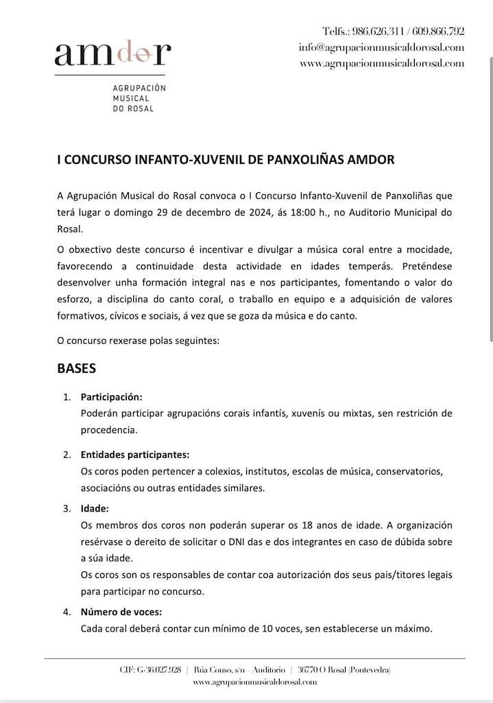 I Concuros Infanto - Xuvenil de Panxoliñas en O Rosal