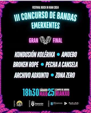 Fechas, información, programa, cartel, imágenes, mapa y ubicación de IV Concurso de Bandas Emerxentes  en  Rianxo