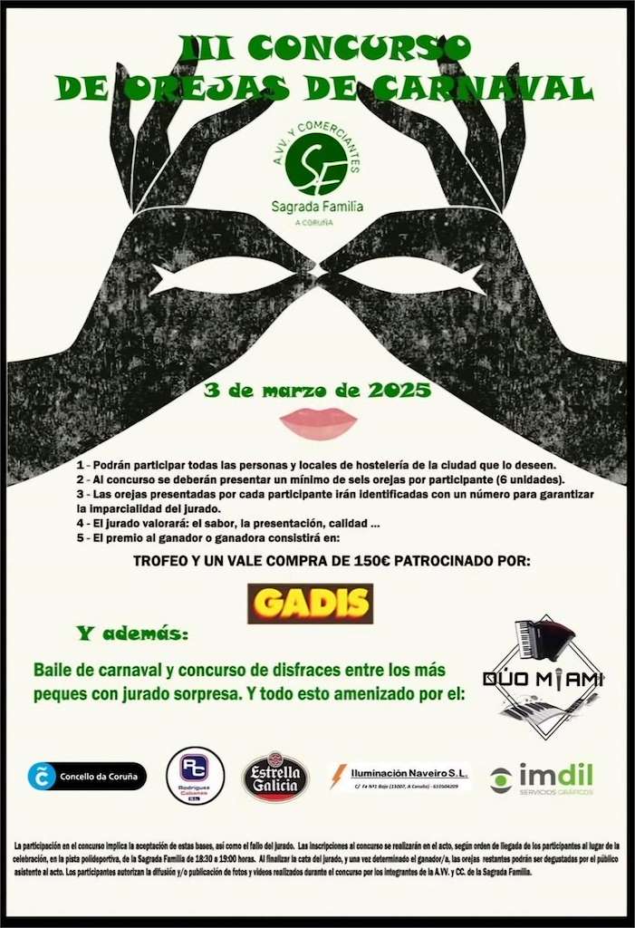 III Concurso de Orejas de Carnaval Sagrada Familia en A Coruña