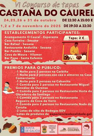 Fechas, información, programa, cartel, imágenes, mapa y ubicación de VI Concurso de Tapas Castaña do Caurel  (2025)  en  Folgoso do Courel