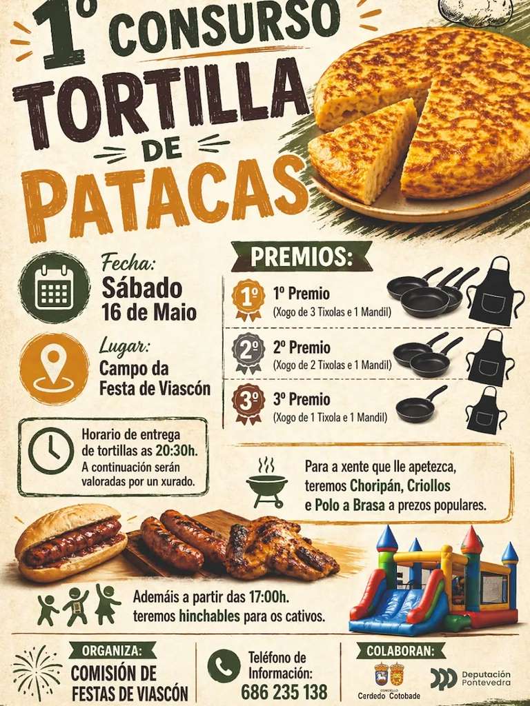 I Concurso de Tortilla de Patacas de Viascón (2026) en Cerdedo Cotobade