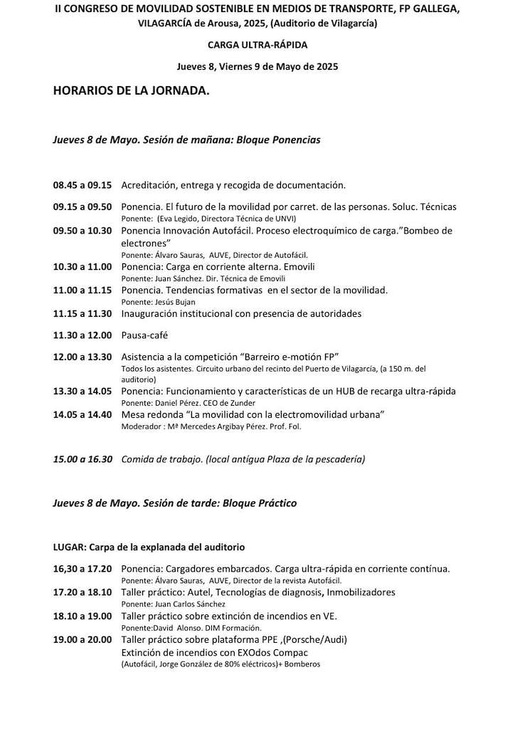 II Congreso Mobilidad Sostenible en Medios de Transporte - FP Gallega (2025) en Vilagarcía de Arousa