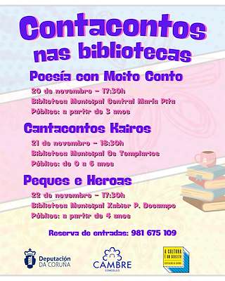 Fechas, información, programa, cartel, imágenes, mapa y ubicación de Contacontos nas Bibliotecas  en  Cambre