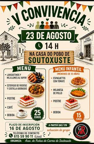 Fechas, información, programa, cartel, imágenes, mapa y ubicación de V Convivencia de Soutoxuste (2026)  en  Redondela