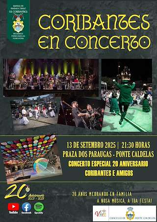 Fechas, información, programa, cartel, imágenes, mapa y ubicación de Coribantes en Concerto - 20 Aniversario  en  Ponte Caldelas