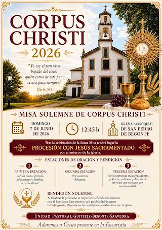 Fechas, información, programa, cartel, imágenes, mapa y ubicación de Corpus Christi  (2026)  en  Begonte