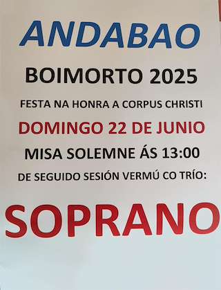 Fechas, información, programa, cartel, imágenes, mapa y ubicación de Corpus Christi de Andabao  en  Boimorto